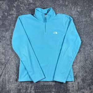 The North Face TKA 100 Fleece Pullover Womens Medium Blue Quarter Zip Sweater